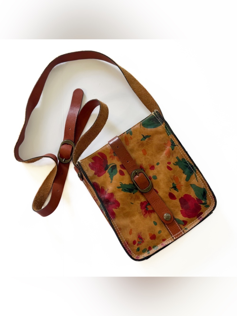Patricia Nash Crossbody Purse Venezia Full Grain Leather Floral